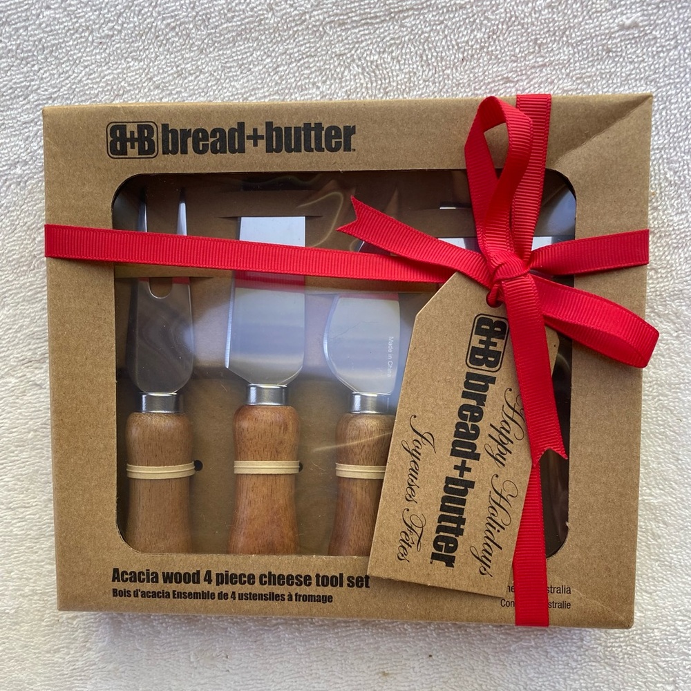 Bread & Butter 4 Piece Cheese tool set Acacia Wood New